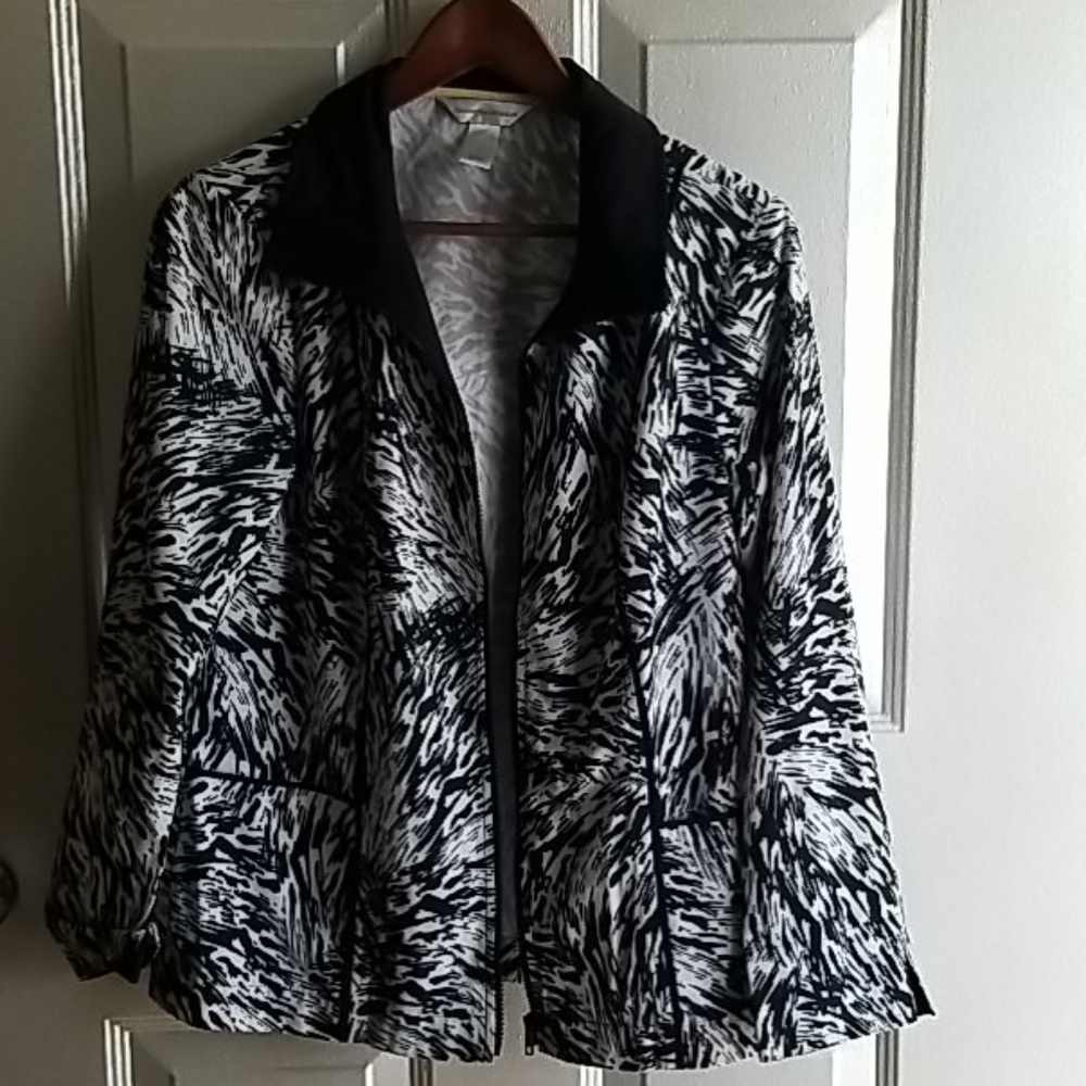 Black and white zippered jacket